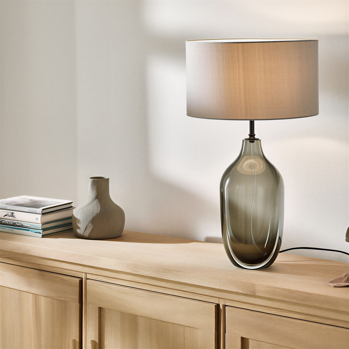 Bordlampe i marmor og metal