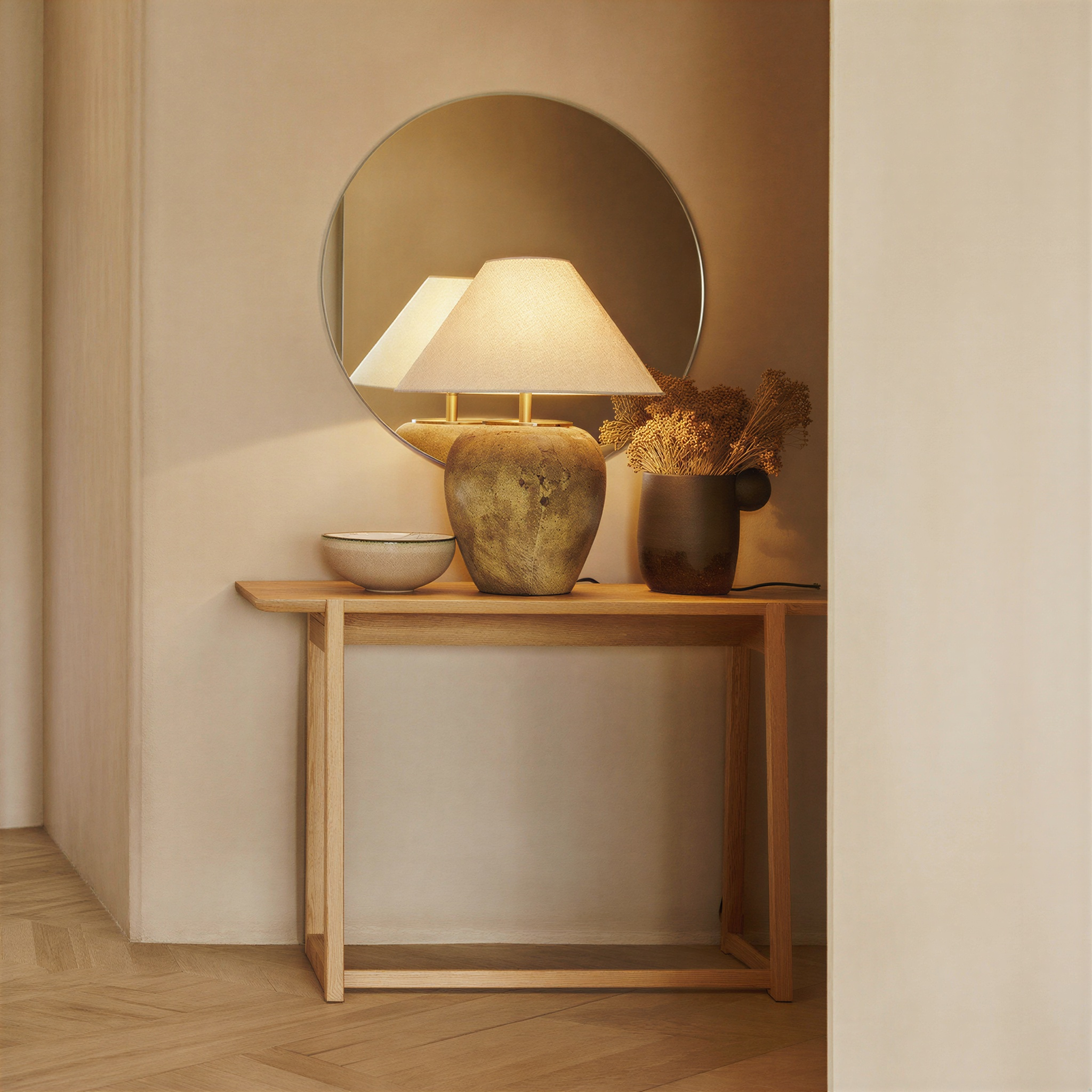 Bordslampa | Keramik och tyg i retrostil